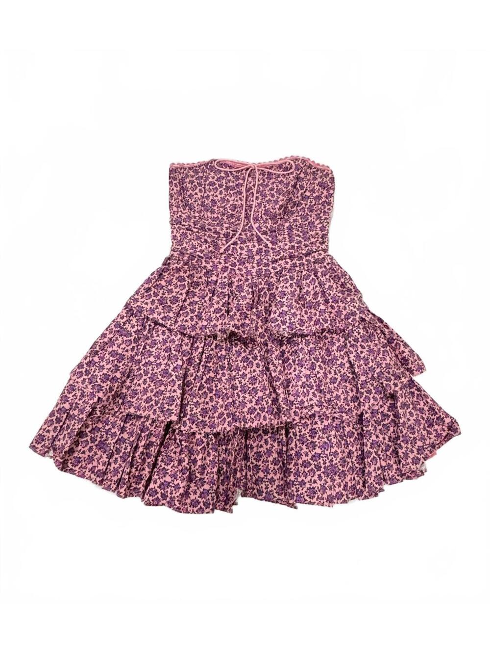 Betsey Johnson Pink Floral Ruffle Mini Dress Y2K Coquette Balletcore 2
